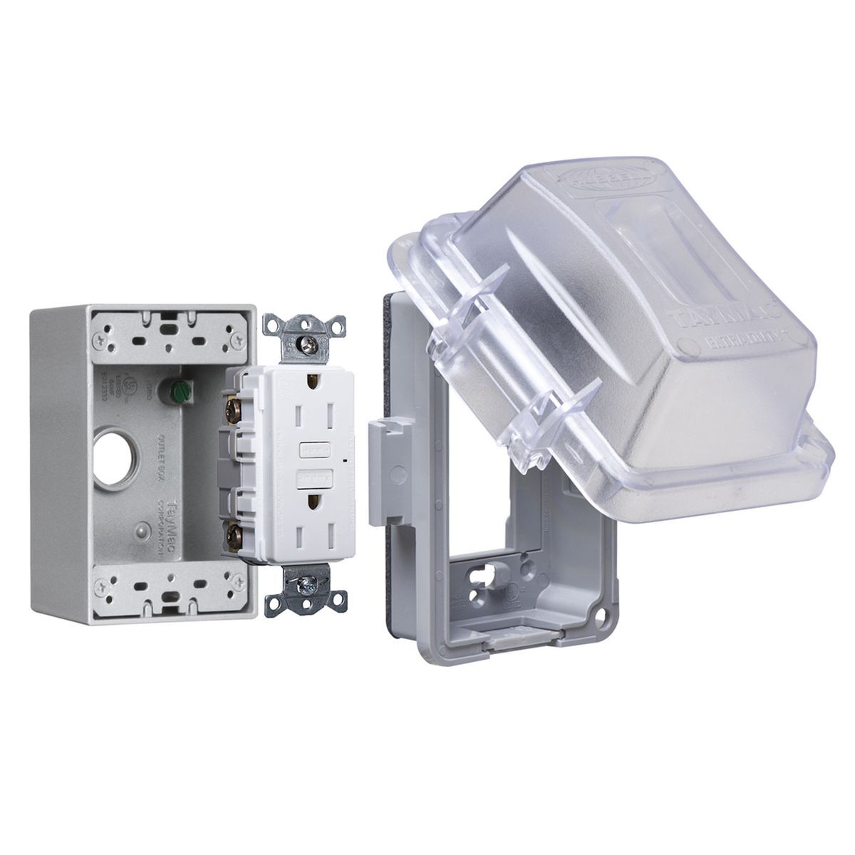 Complete While-In-Use Cover Kits- Extra Duty Hubbell WRTR 15 AMP Self Test GFCI / Standard While-In-Use Cover / Box