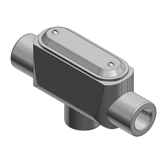 2 Inch Form 7 (TB) Pre-Assembled Conduit Body, Cover and Gasket, Body Material Gray Iron/Zinc Plating and Baked On Epoxy Powder Coat with BlueKote Internal Coating, Cover Material and Finish Stamped Steel/Zinc Plating