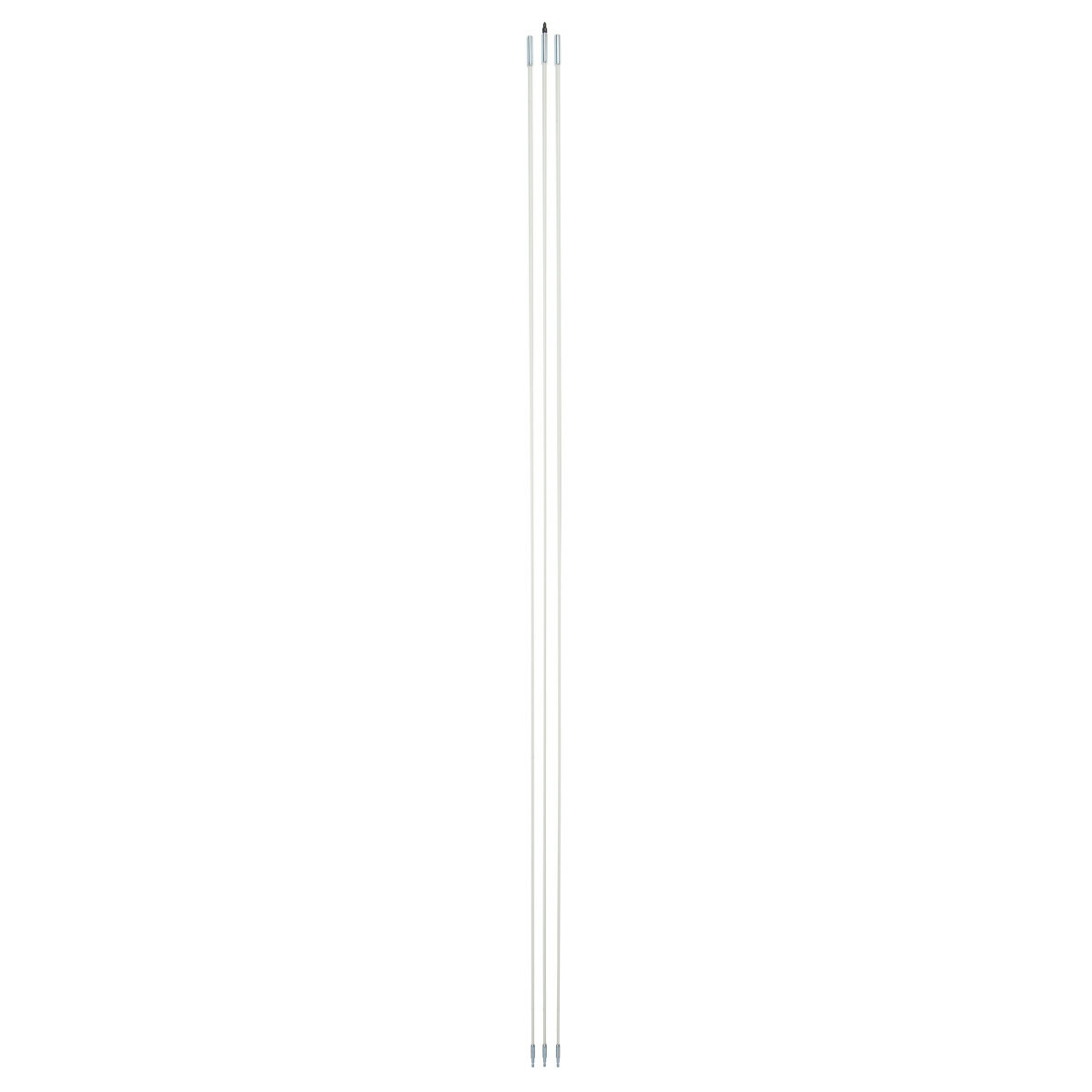 Glo Stix  Kit 5/32" x 18' (4.0mm x 5.5m) with Bullet and "J" Hook Nose Tips.  Fish Stix Luminescent fiberglass rods glow in the dark to make fishing voice, data and video wires easier in dark spaces, such as above ceilings, in walls, and below sub-floors.  More flexible for fishing in walls through outlet box holes.  Sturdy, steel-threaded connectors are interchangeable with Greenlee 1/4" (6.4 mm) Fish Stix.  Clear, non-metalic storagetube keeps Glo Stix charged and ready to use.  200 lbs. (0.9 kN) maximum pulling strength.  Optional Whisk Nose Tip is available for fishing over obstacles, and can be used to guide extended Glo Stix sideways above ceilings by rotating.  Can also be used to fish longer lengths by providing a tip that can be snagged from the opposite direction with another extended Fish or Glo Stix with a hook nose tip.