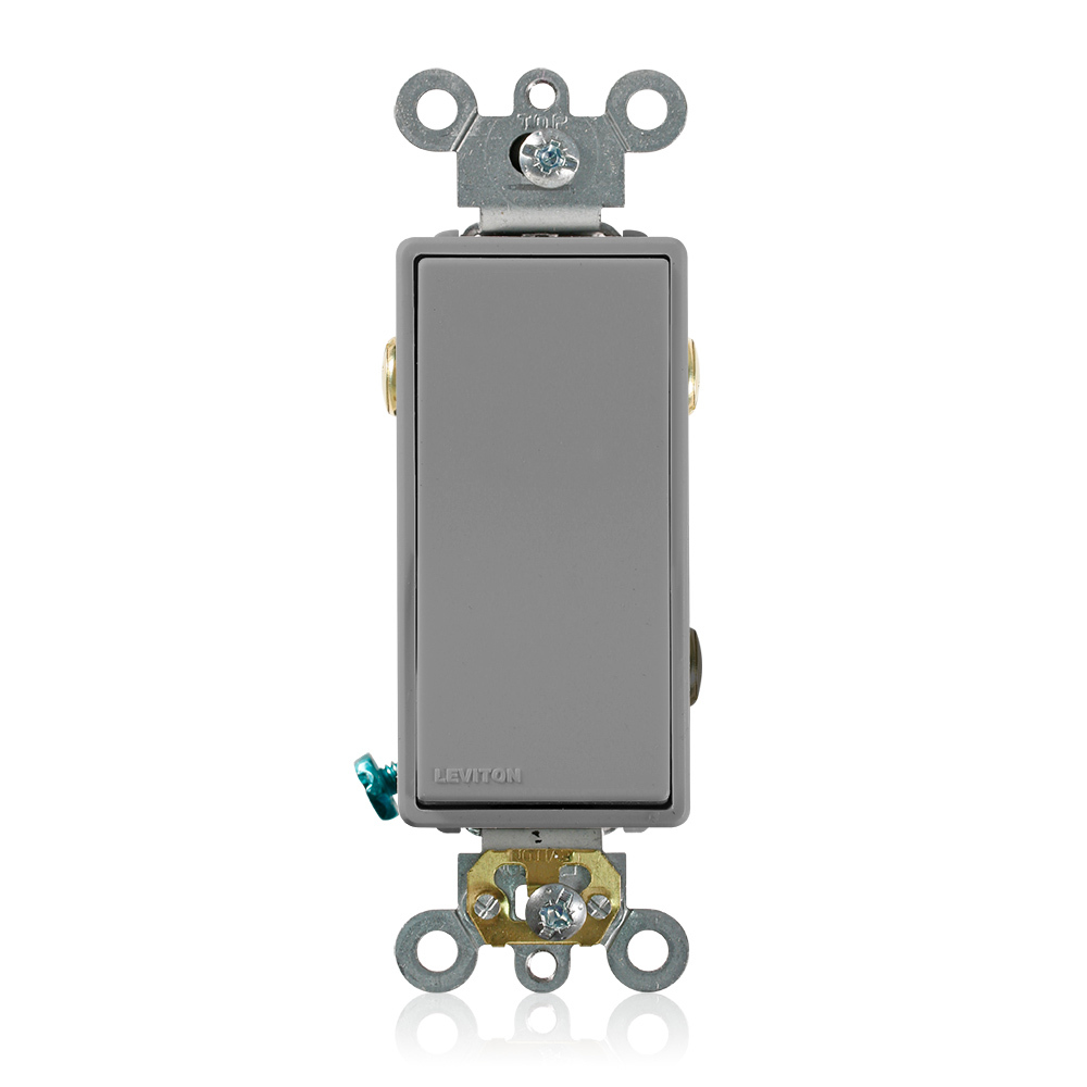 20 Amp, 120/277 Volt, Decora Plus Rocker 3-Way AC Quiet Switch, Commercial Grade, Back and Side Wired, Self Grounding, Gray