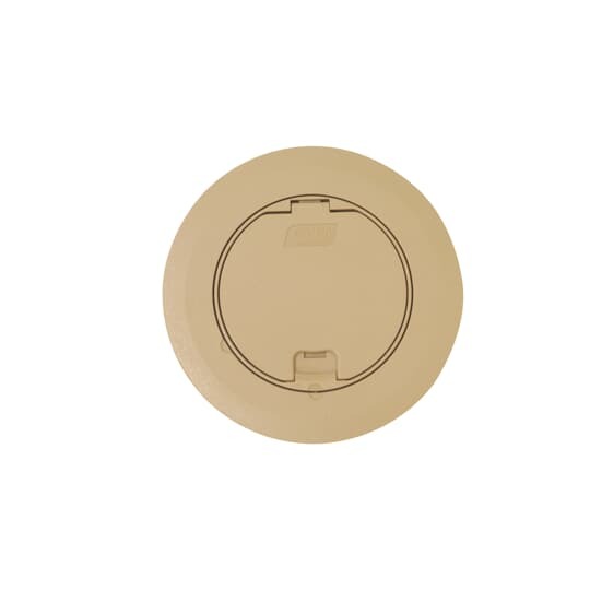 Recessed Service Floor Box Cover Kit, Accepts Duplex Receptacles GFI Receptacles and 2 Port Keystone Data Plate, Beige, Non-Metallic, For use with Flush Service Floor Box, 100 Cubic Inches, Opening Diameter 5-5/32 Inches, Base Diameter 6-3/8 Inches, Depth 6 Inches, 3/4 Inch and 1 Inch Conduit Tapping, Plastic, For Power or Communications/Data and Wood Sub-Floor and Raised Floor Applications
