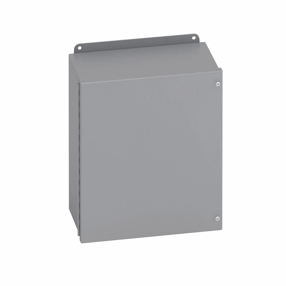 Eaton B-Line series JIC panel enclosure, 6" height, 4" length, 6" width, NEMA 4X, Hinged cover, 12CHSC enclosure, Wall mount, Small single door, External mounting feet, Carbon steel, Oil-resistant gasket