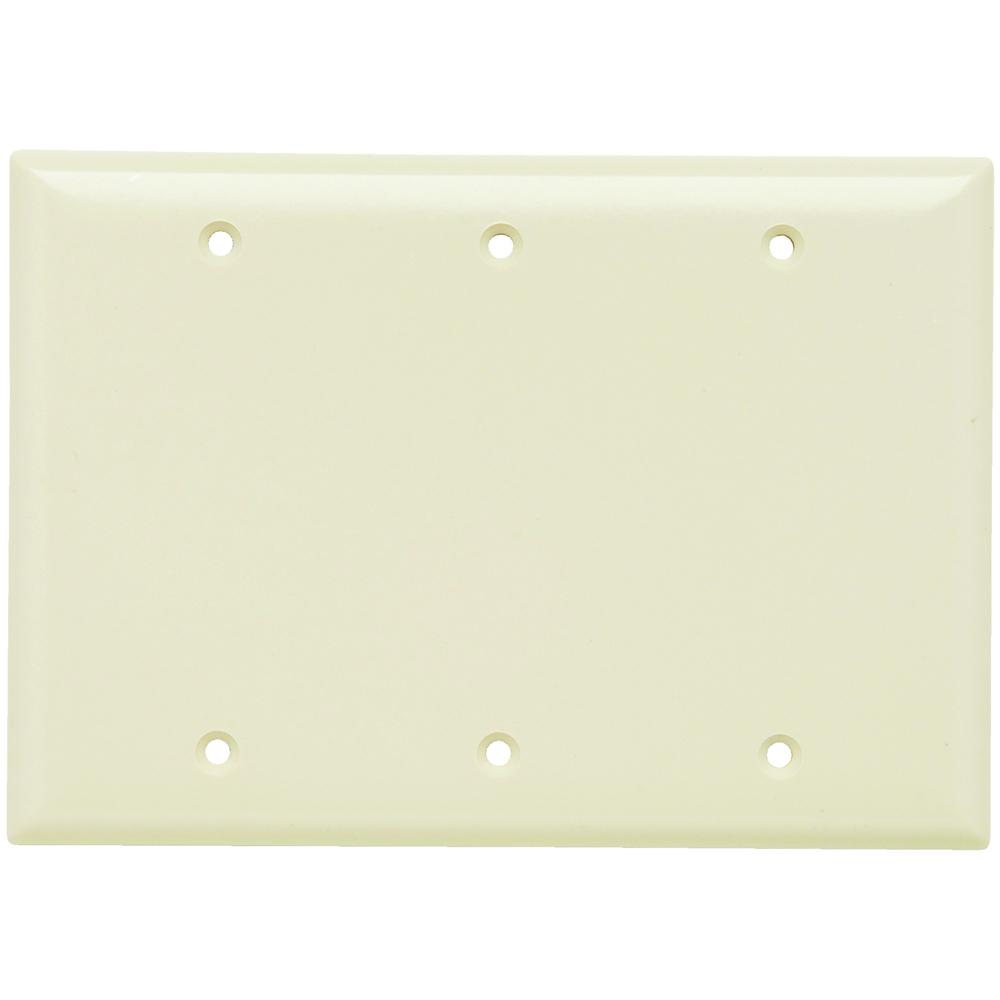 Thermoset Plastic Wall Plates, 3 gang, Blank Box Mount, Light Almond