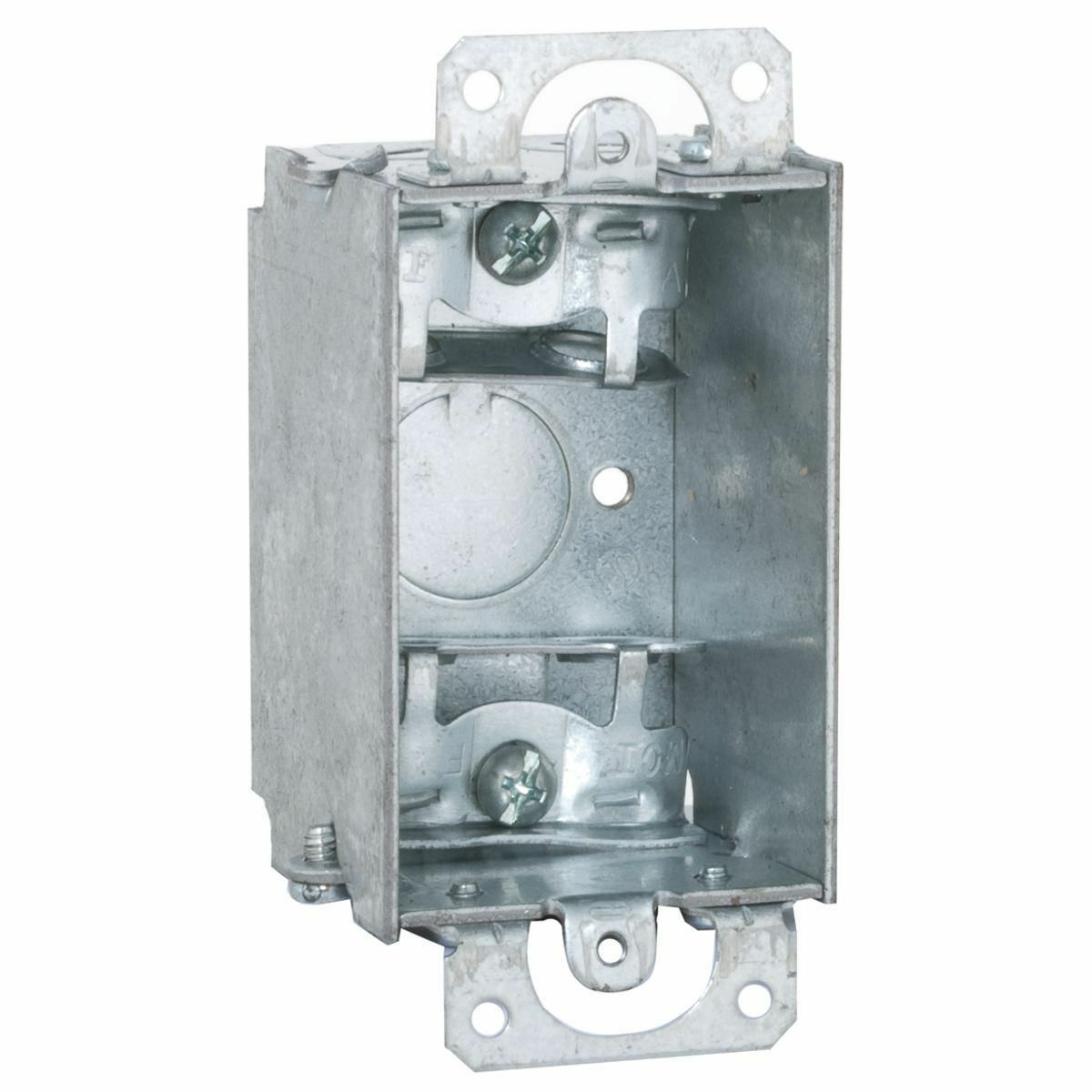 2 In. Deep Switch Box - Gangable with AC/MC/Flex Clamps, Plaster Ears