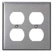 2-Gang, Duplex Device Receptacle Wallplate, Standard Size, Device Mount, Stainless Steel