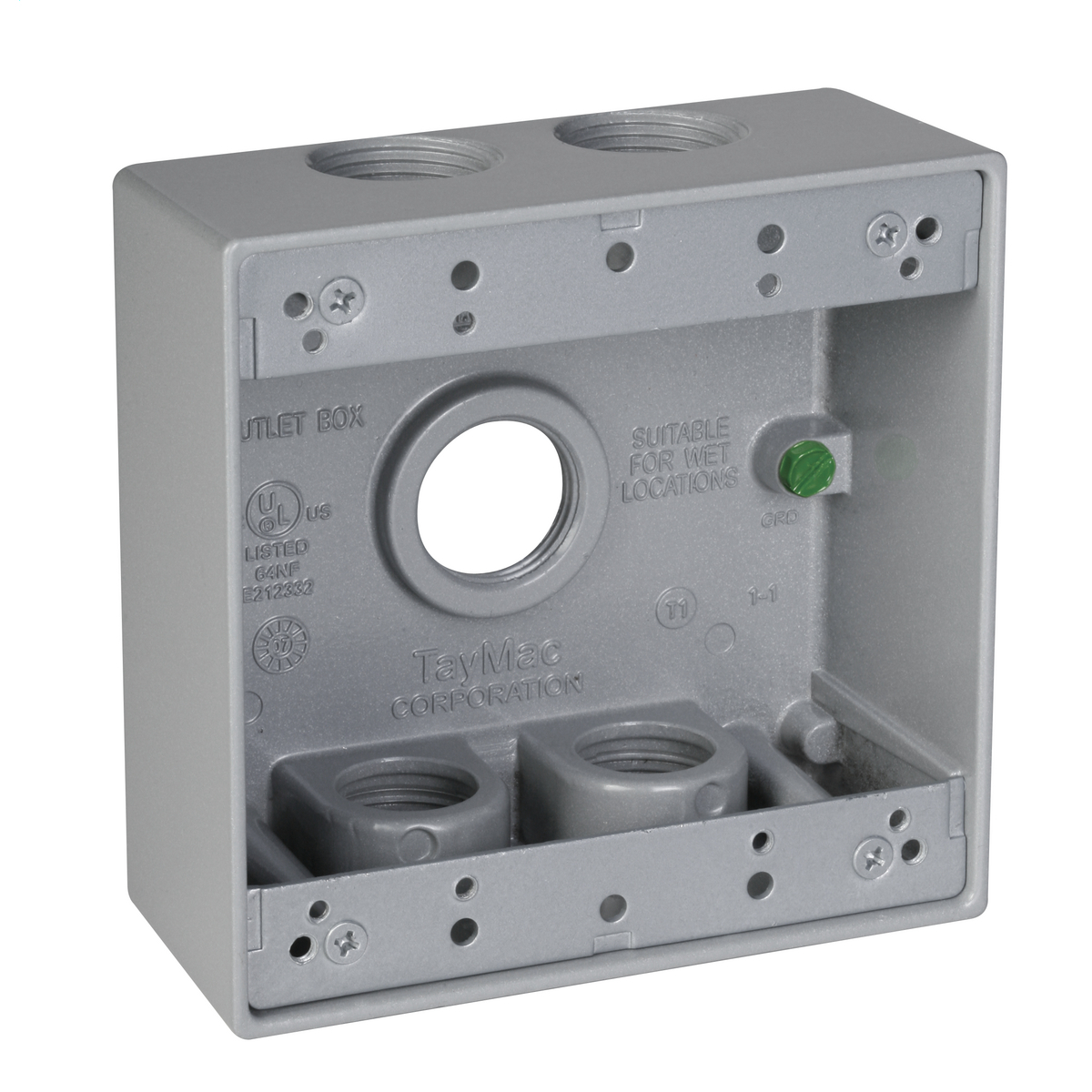2-Gang Five 3/4 in. Hole Weatherproof Box - Silver
