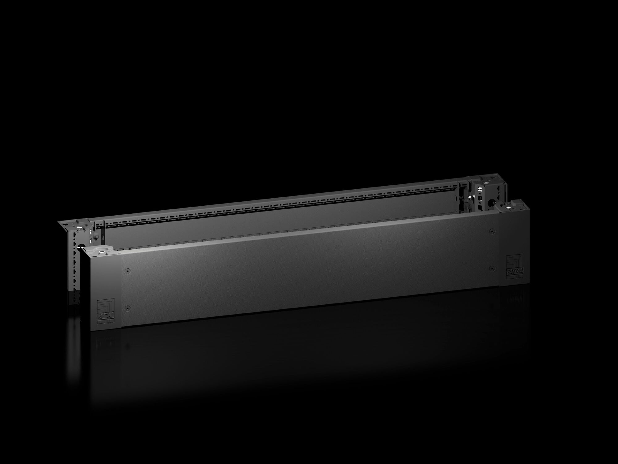 VX Base/plinth corner piece, with base/plinth trim panel, front and rear, H: 200 mm, for W: 1200 mm, carbon steel