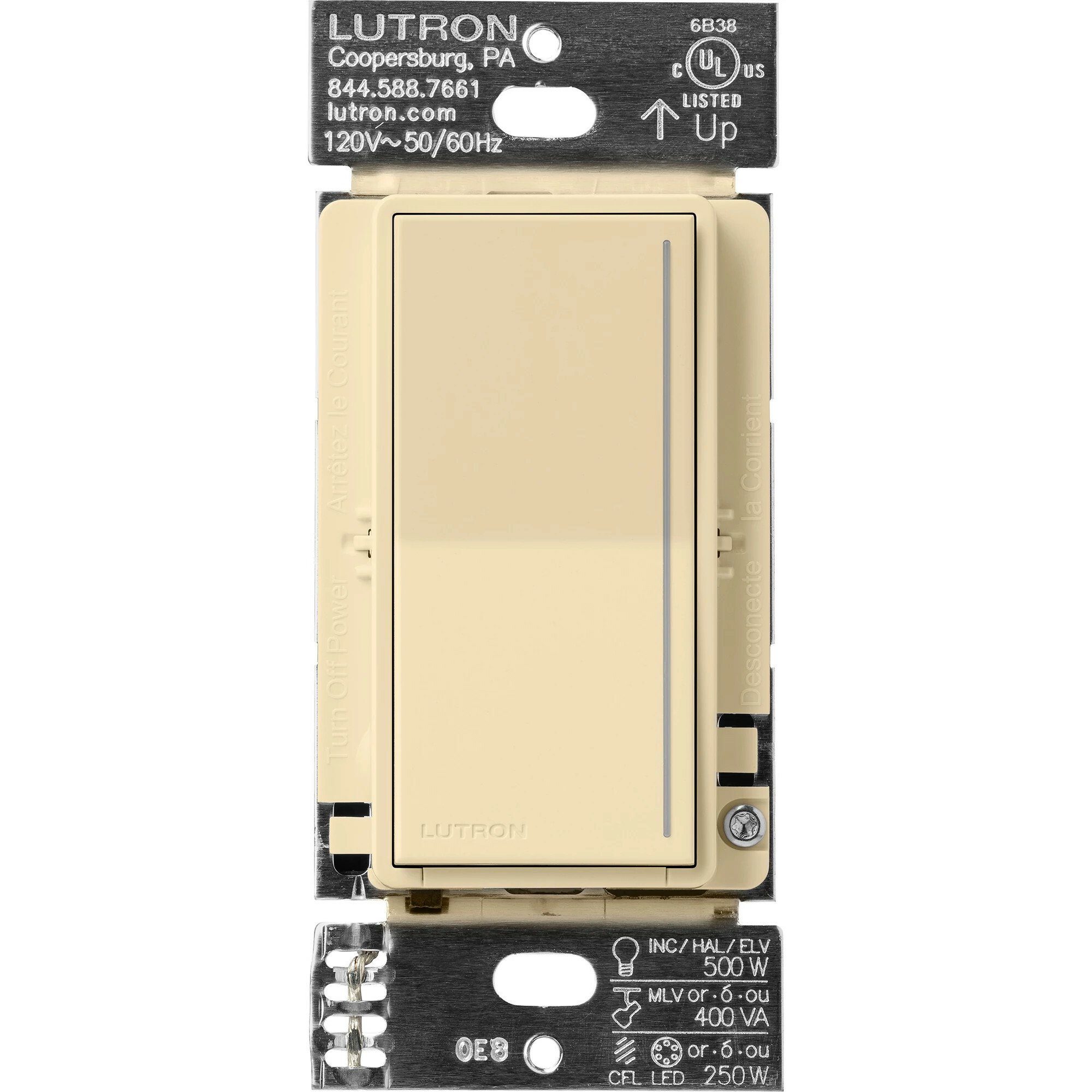 Lutron Sunnata PRO LED+ Touch Dimmer Switch with Phase Selectable Dimming for LED, MLV, ELV, and Incandescent/Halogen lighting, Ivory