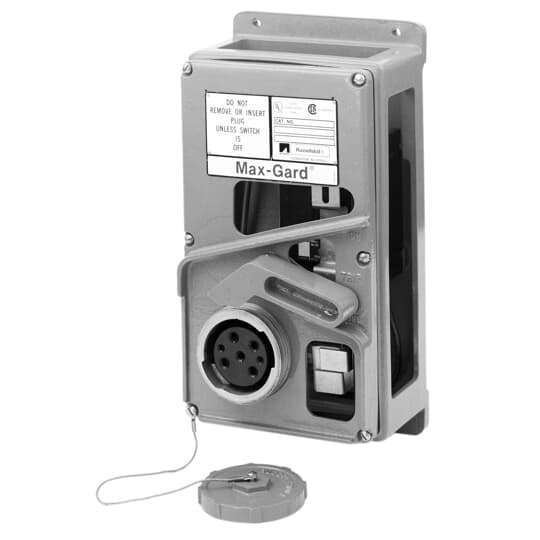 MaxGard Interlocked Receptacle with Circuit Breaker, 100 Amp, 2 Pole 3 Wire, 120V, 60Hz, Breaker Trip Rating 100 Amp