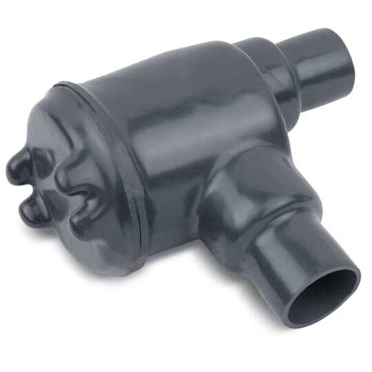 PVC Double-Coated Conduit Outlet Box for Hazardous Locations, GUAB Type - L Shape, Pipe Size 1 Inch/27 Metric, Box is Ductile Iron with Zinc Plating, Cover is Die Cast Aluminum, Cover Opening 3.00 Inch/76.20 Millimeters, Gray