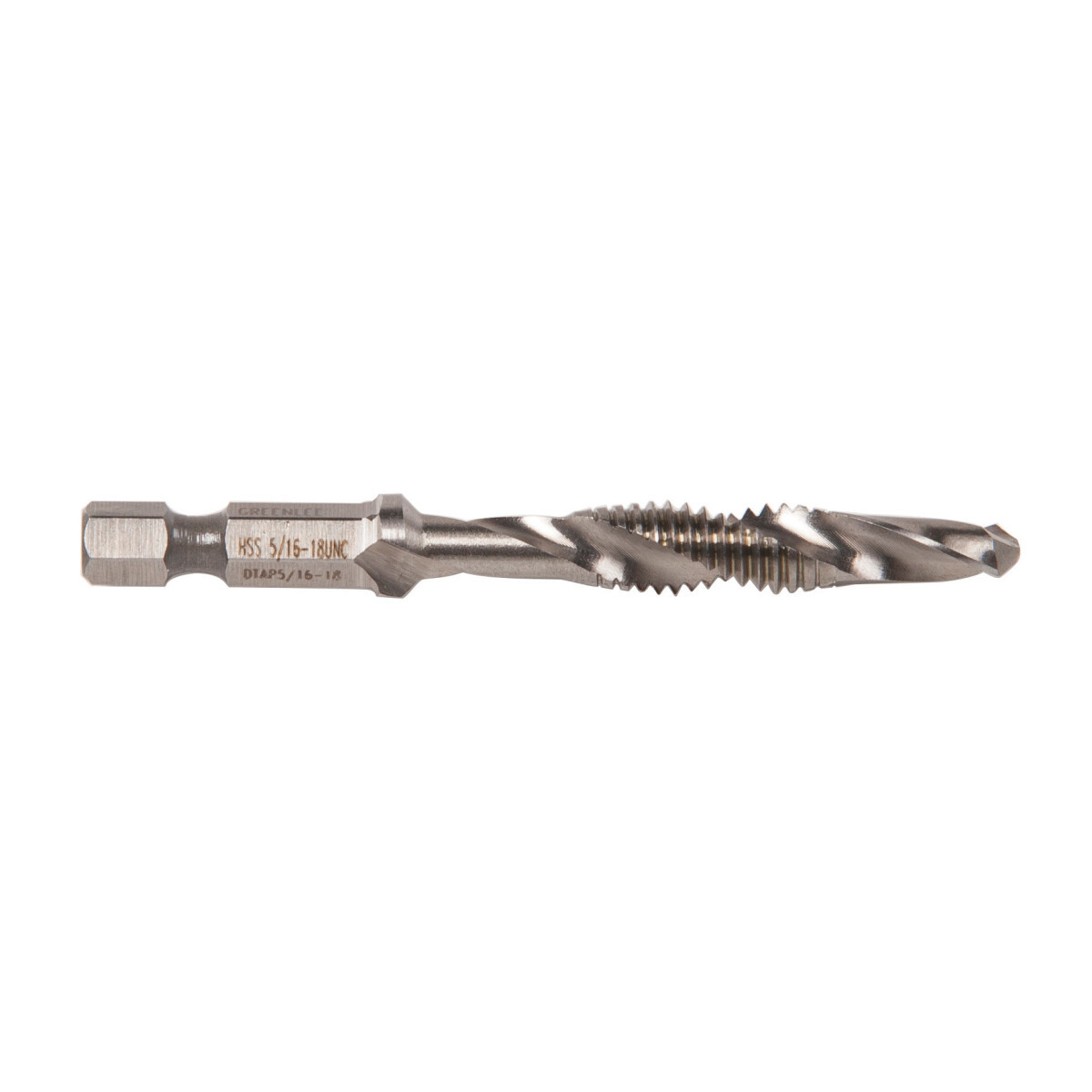 Complete hole drilling, tapping and deburring/countersinking in one operation with power drill saves labor and time.     Back tapered beyond tap toprevent thread damage from over-drilling.     Deburr/countersink also provided on bit beyond back taper.     Made from hardened high-speed steel vs. carbon steel for longer life.     High quality hex shank to ensure strong connection to drill chuck.     Designed to tap up to 10-gauge metal.     Quick change adaptor included in both metric and standard kits.