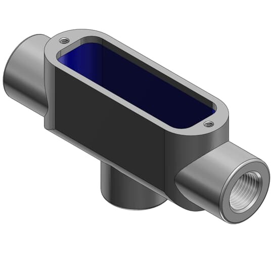 1 Inch Form 8 (TB) Conduit Body, Body Material Gray Iron with Zinc Plating and Baked on Epoxy Powder Coat with BlueKote Internal Coating for Use with Rigid/IMC Conduit