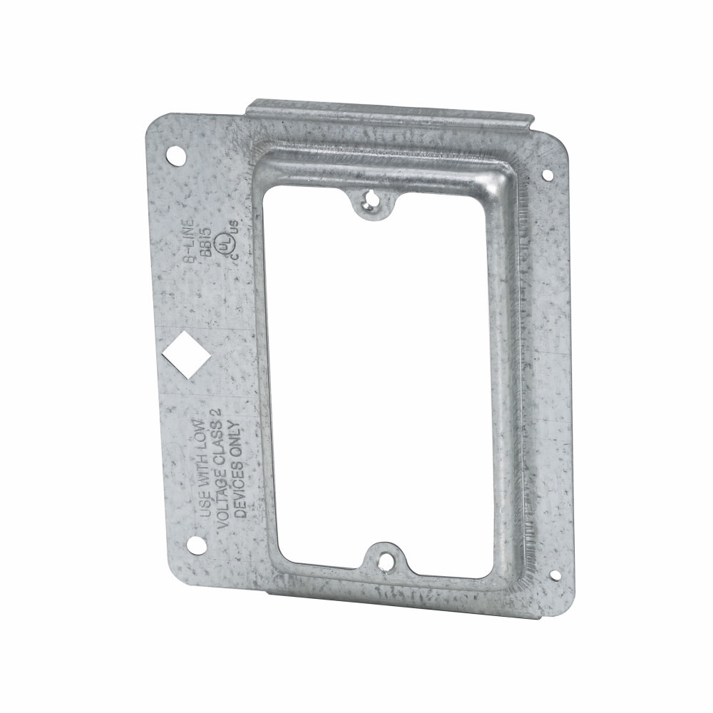 Eaton B-Line series box support fasteners, Provides attachment base for low voltage outlets, Single gang stud bracket, Design load capacity 0.05KN, Steel, Maximum 1/5 and 5/8? drywall thickness, Cover plate mounting bracket style