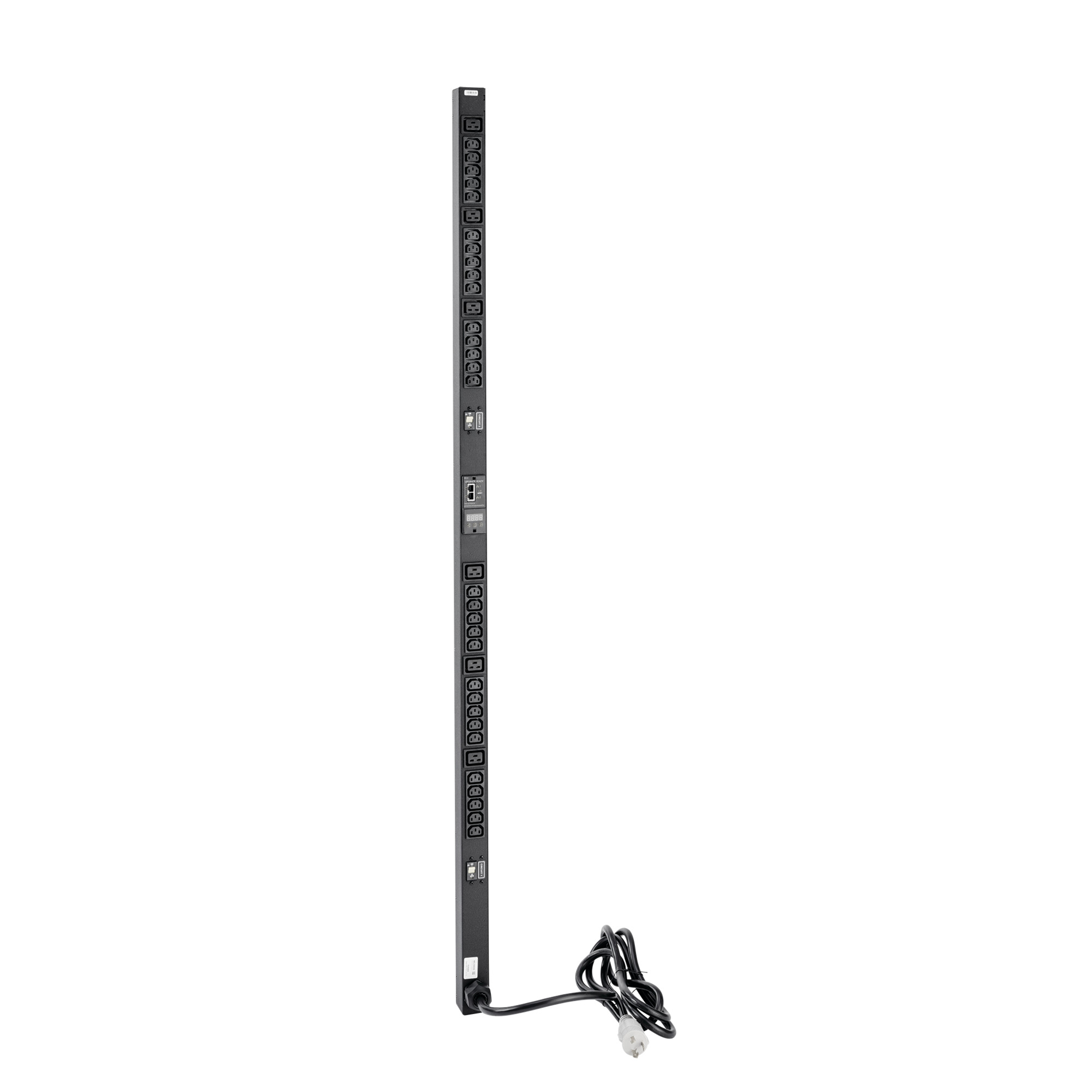 Rack- and Panel-Mount PDU 6 Rec 20A Surge, 16-in length, Black, Steel
