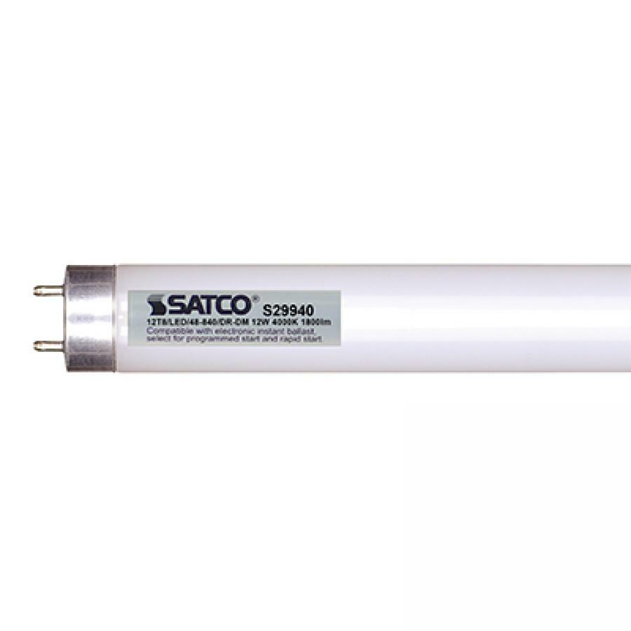 12 Watt T8 LED - Medium Bi-pin Base - 4000K - 50000 Average Rated Hours - 1800 Lumens