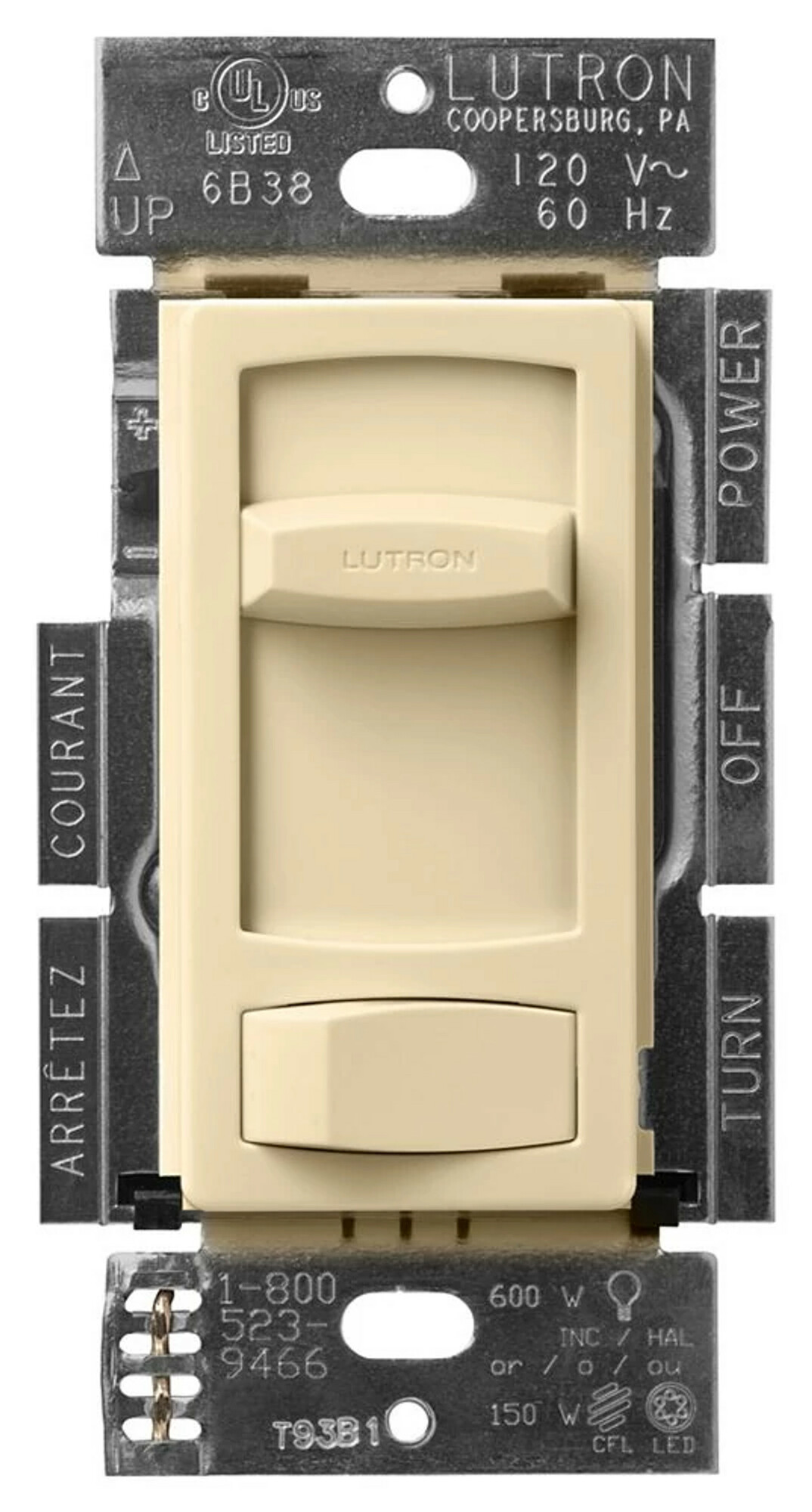 Skylark Contour LED+ Dimmer, Incandescent/Halogen, 3-way/single-pole, 150W LED or 600W inc/hal in ivory