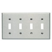 4-Gang Toggle Device Switch Wallplate, Oversized, Device Mount, Stainless Steel