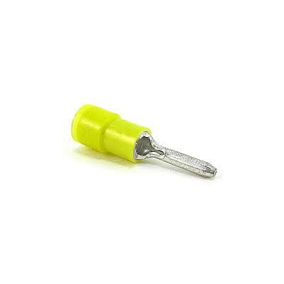 Vinyl Insulated Pin Terminal, Length 1.04 Inches, Pin Length .390 Inches, Diameter .106 Inches, Wire Range #12-#10 AWG, Color Yellow, Copper, Tin Plated, 500 Pack