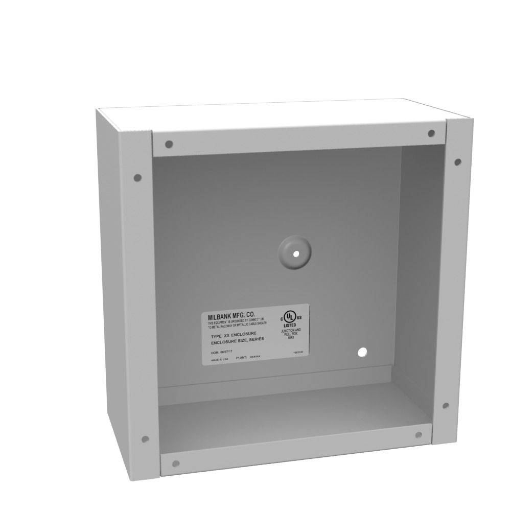 8x4x8 Screw Cover Type 1 UL Listed Steel No Knockouts ANSI 61 Gray Cover with Teardrop Slots Mounting Holes in Back