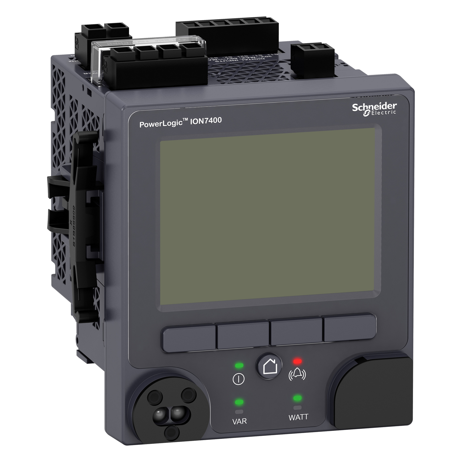 Power quality meter, PowerLogic ION7400, Standard, integrated display, 512 MB, 256 s/c, THD, RVC