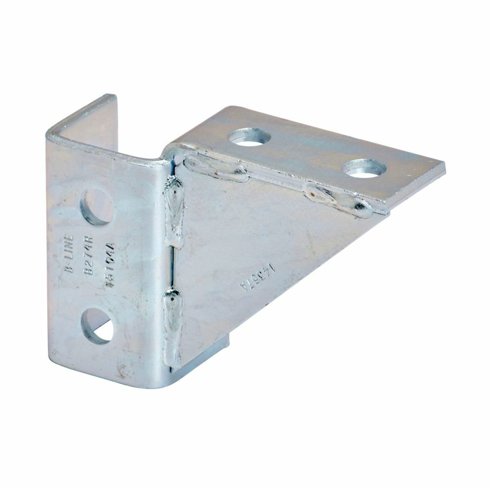 Eaton B-Line series corner gusset, 3.93"Hx5.67"Lx1.68"W, Steel, Electro-plated, Right hand eight hole single corner gussetted wing fitting
