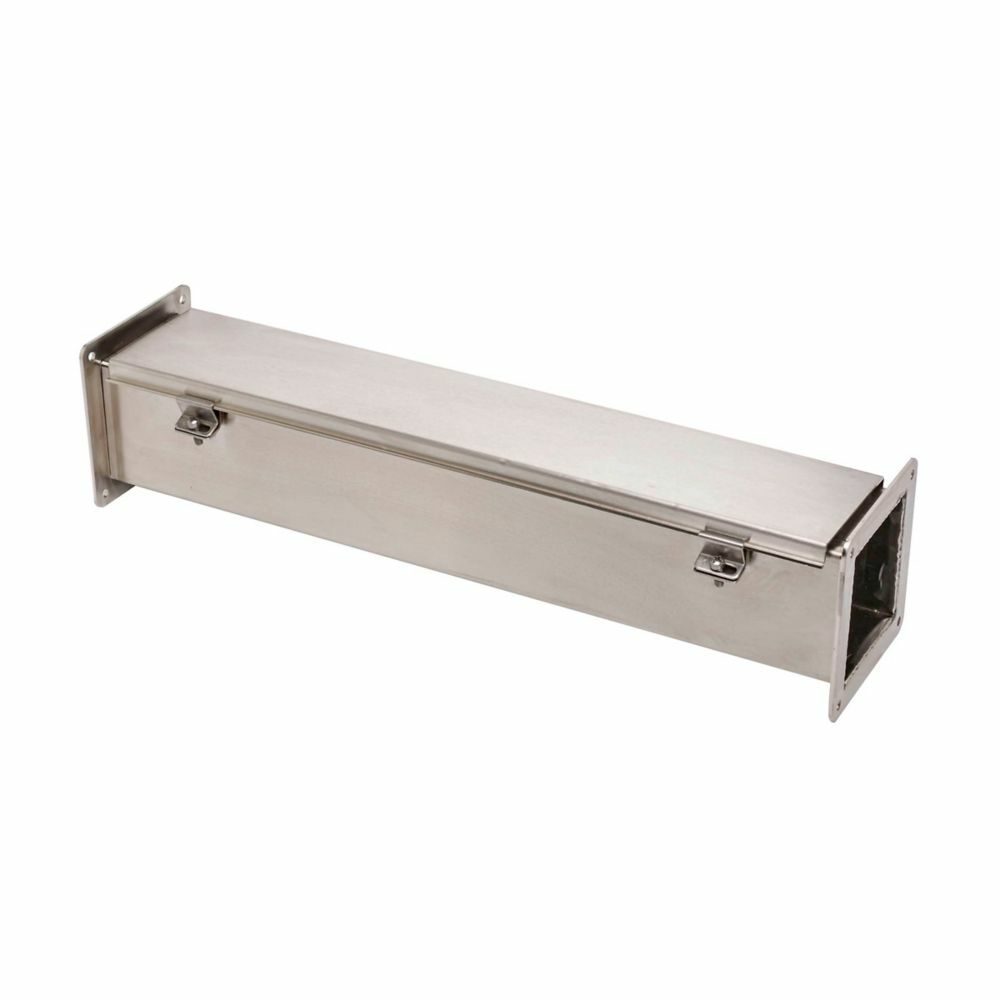 Eaton B-Line series wireway, 4" height, 60" length, 4" width, 4XSFW wireway, Wireway hanger, Hinged cover, NEMA 4X, 304 stainless steel, Seamless poured in-place, Hinged, #4 brushed finish, 16 gauge