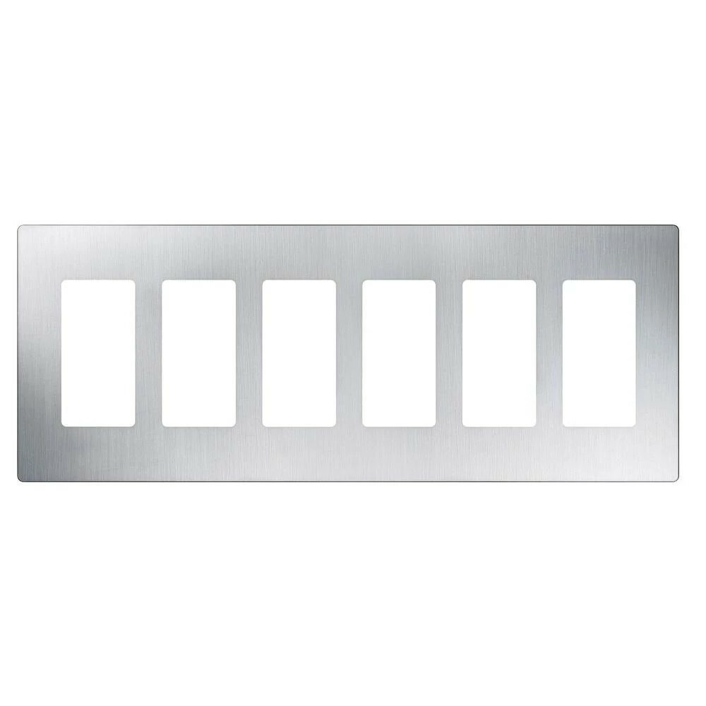 Claro Wallplate Stainless Steel, Six-gang