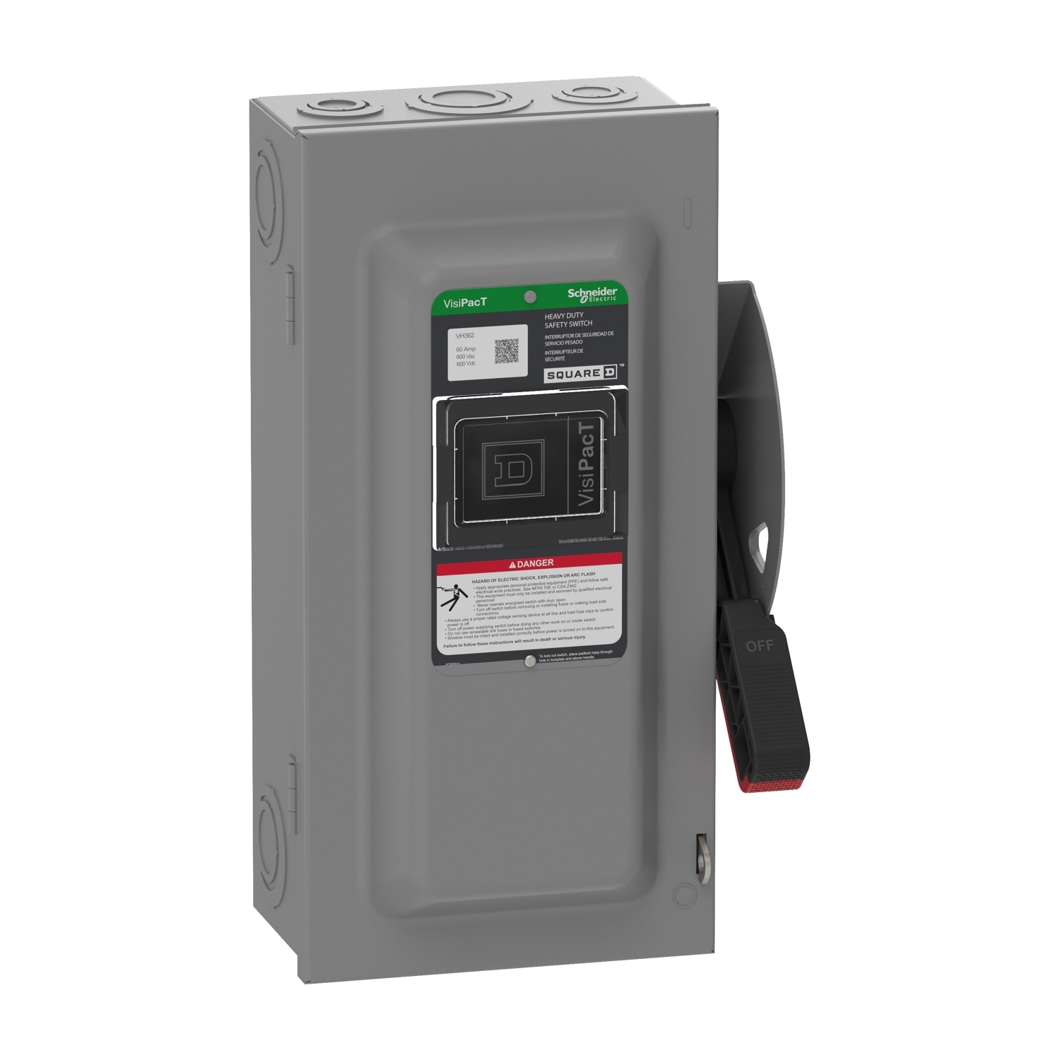 Safety switch, VisiPacT, heavy duty, fused, viewing window, NEMA 1, 600V, 60A, 3 pole