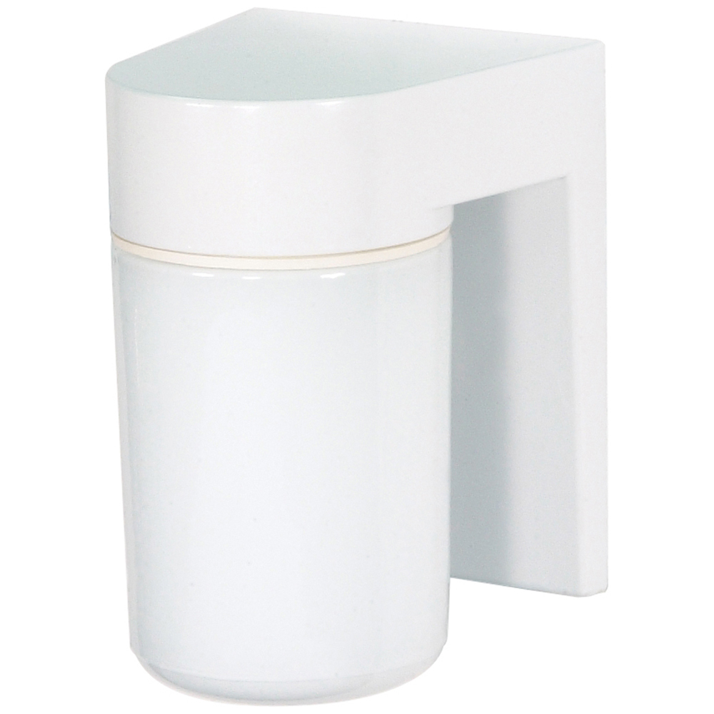 1 Light - 8 - Utility, Wall Mount - With White Glass Cylinder - White