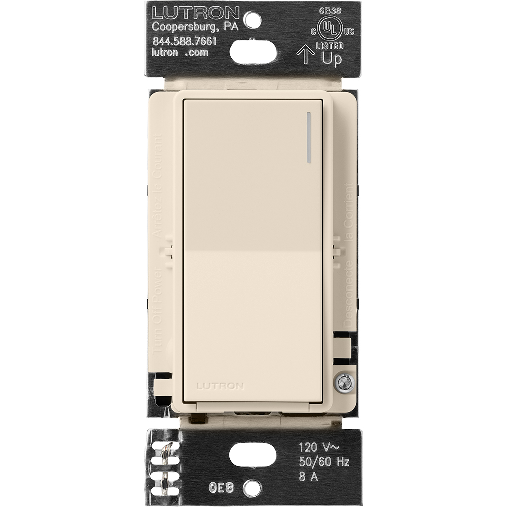 RadioRA 3 Sunnata RF Switch, 120 V, 50/60 Hz, 8 A light, 1/4 HP 5.8 A Motor, light almond