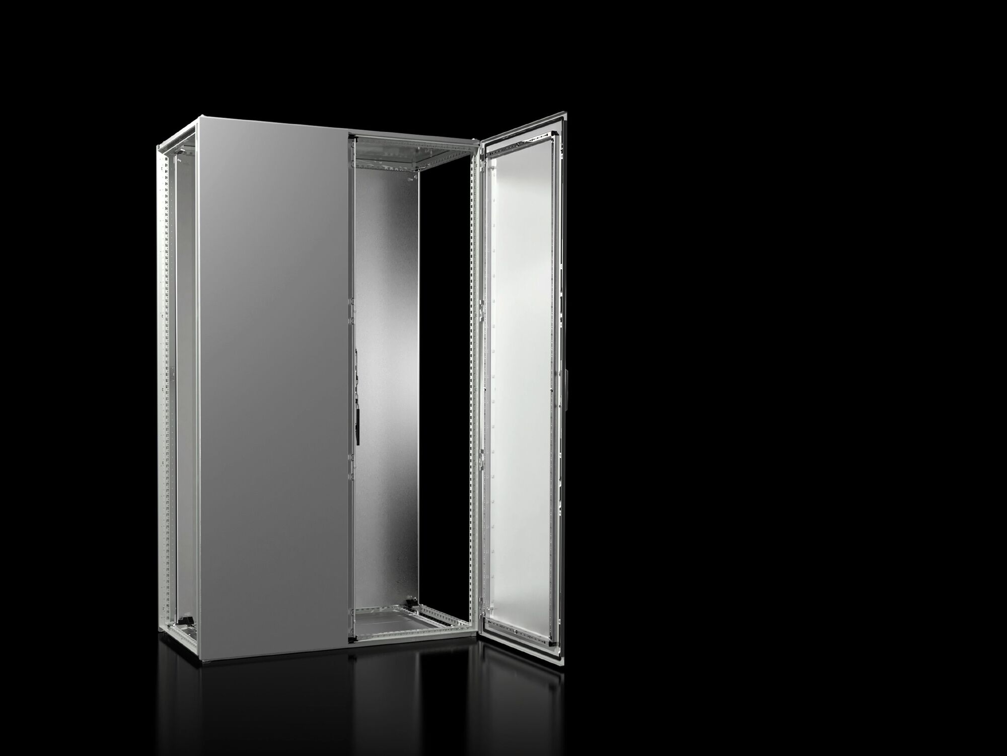 VX Baying enclosure system, WHD: 1200x2000x600 mm, carbon steel, with mounting plate, two doors at the front