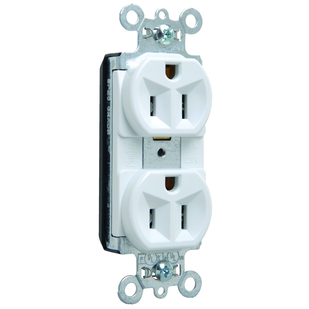PlugTail Spec Grade Duplex Receptacle 15amp 125volt White