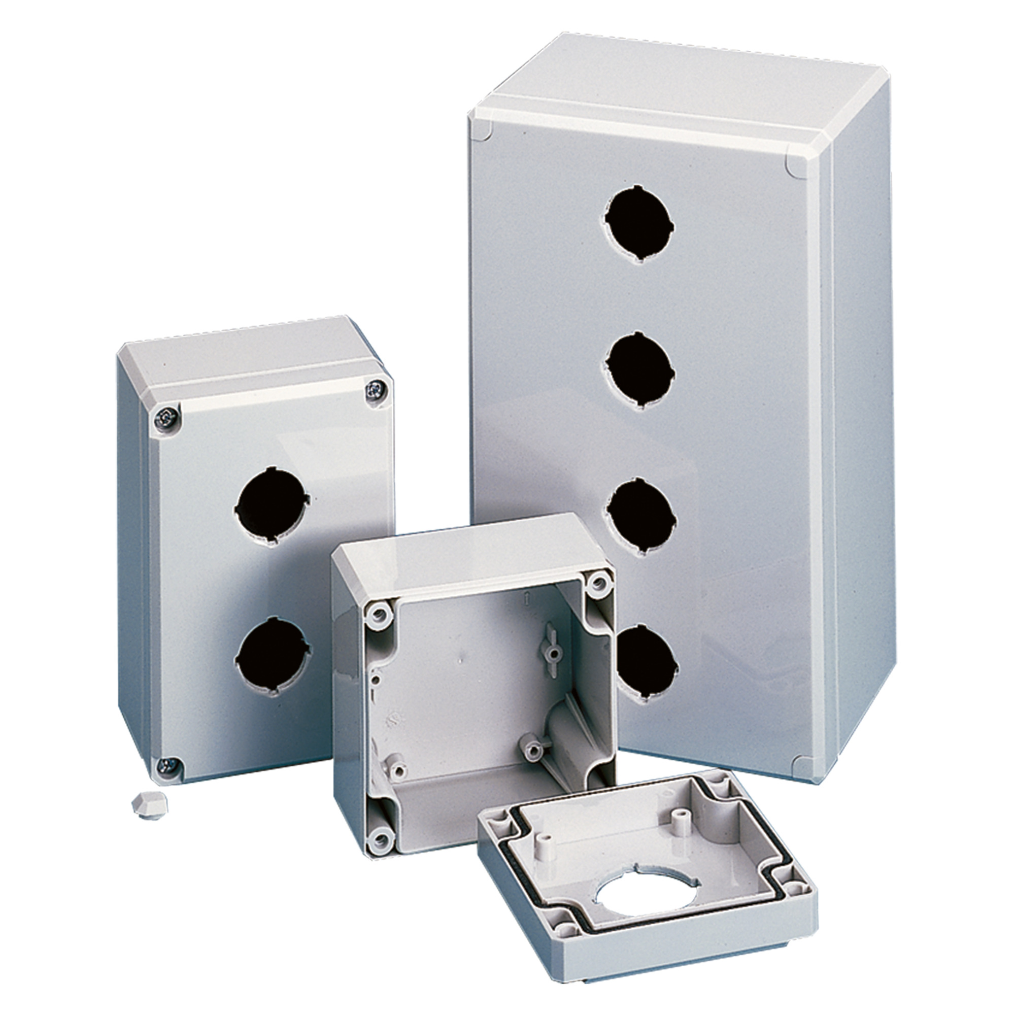 QLine D Pushbutton Enclosure Type 4X, 1PBx30.5mm, Light Gray, Polycarbonate
