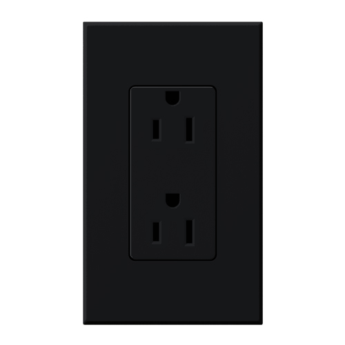 Duplex 15 A receptacle, tamper resistant, 125V/15A in black