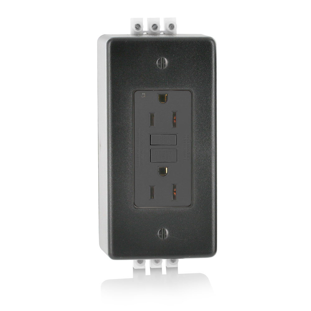 Din Rail GFCI Self Test Receptacle 15A-120V AC. Module  20A-120V Ac Feed Thru With Green Led Power. Indicator Light. Din-rail Mountable. Terminal Block Provided For Input/output  (#10-#14 Awg)