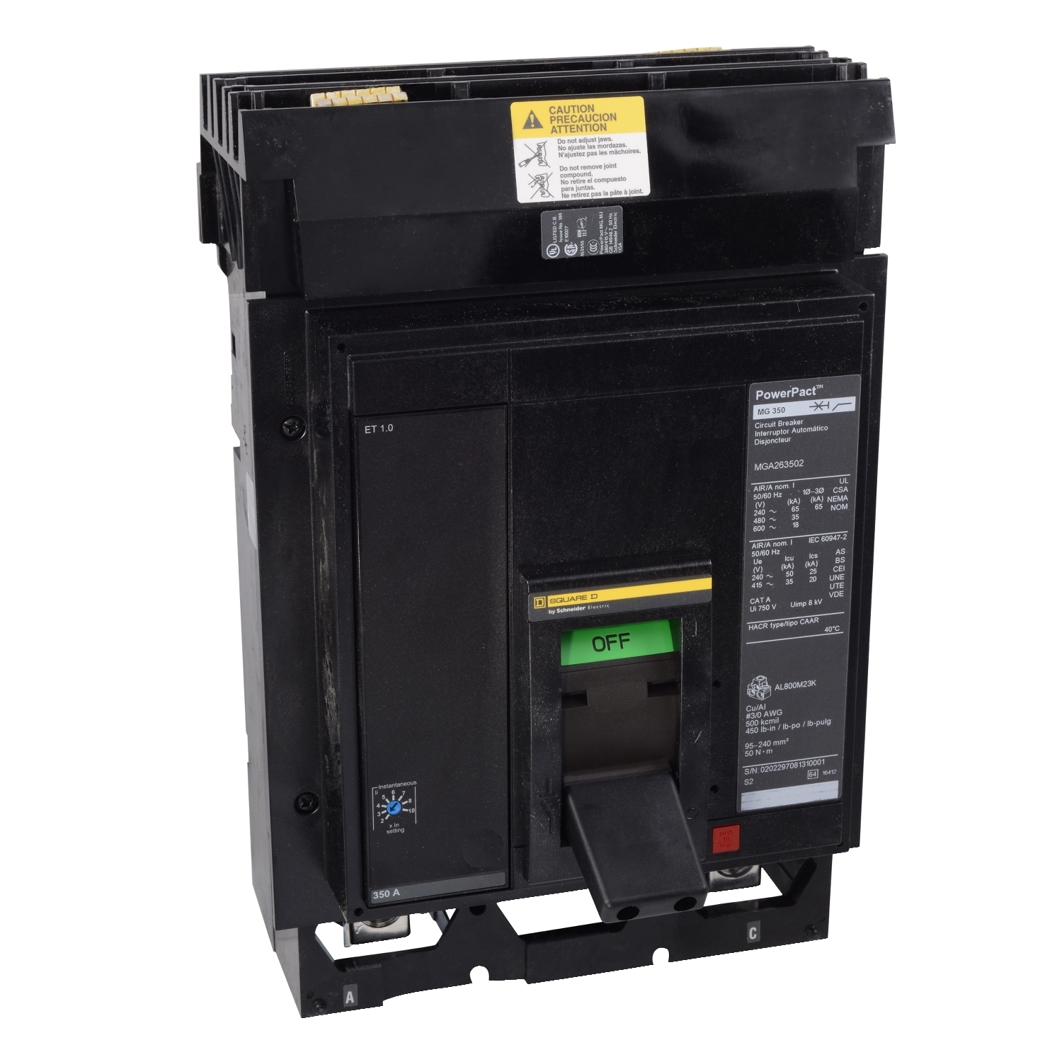 MGA36700 Molded Case Circuit Breaker, 700 Amp, 3 Pole, 600V