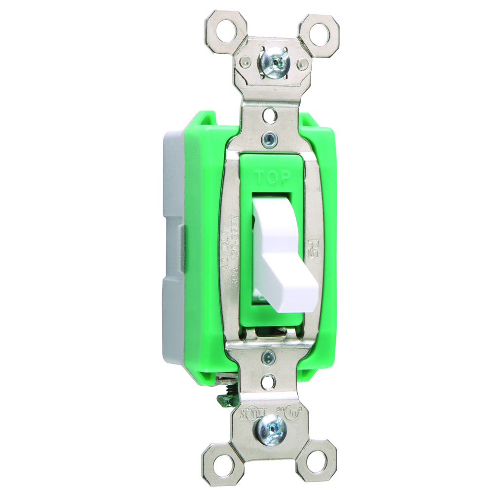 1 Pole Toggle Switch, Back and, Side Wire, 30A 120/270Volt, White
