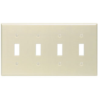 4-Gang Toggle Device Switch Wallplate, Standard Size, Thermoset, Device Mount, Ivory