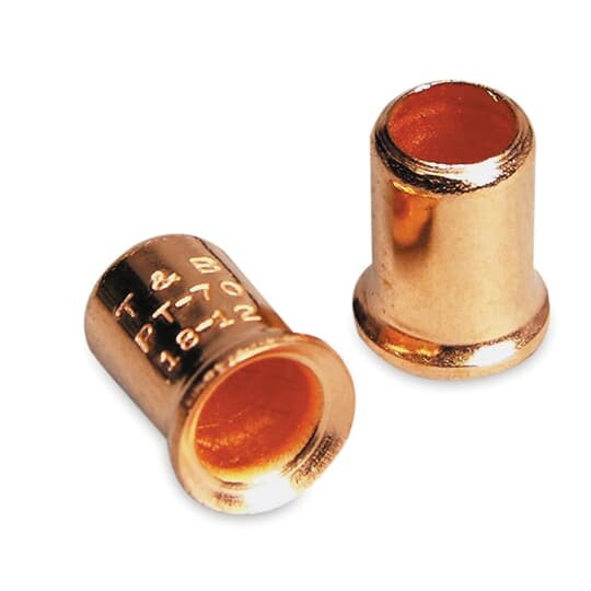Non-Insulated Crimp-On Wire Joint, Length .62 Inches, Base Diameter .35 Inches, Wire Rage 2-#16 to 4-#10 Steel, Copper Plated