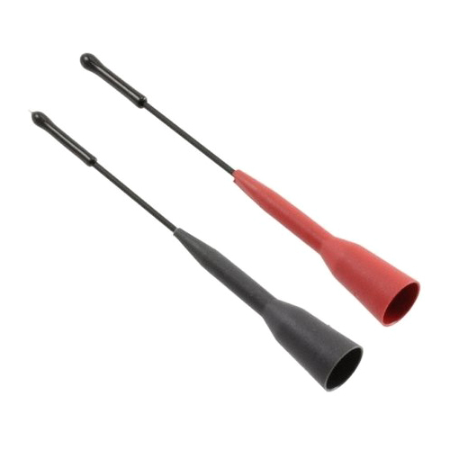 Extended Fine Point Tip Adapter Set, Model: 8845A, Voltage Rating: 300 VRMS/VDC, Amperage Rating: 3 AMP, Diameter: Tip: 0.08 IN Outer, Tip Material: Stainless Steel, Nickel Plated Body, Polypropylene Insulated, UL94 V-2 Fire Retardant, Color: One Red And One Black, IEC 1010-2-0331, Category II, P2 Compliant
