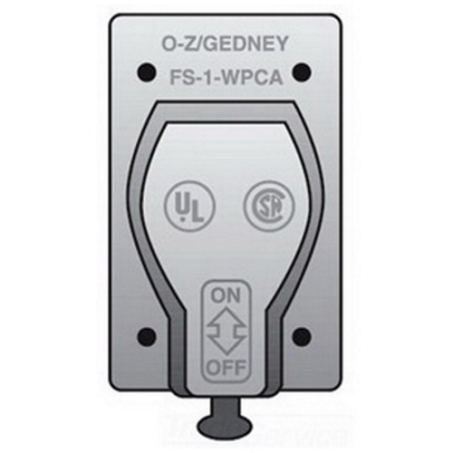 OZ-Gedney Type FS-1 Cast Device Box Cover With Operator, Sand-Cast Aluminum, Finish: Aluminum Enamel, Number Of Outlet: (1) Pull Switch, Device Box, Screw Mounting, No, Third Party Certification: UL File Number E-18095, CSA 009795, Applicable Third Party Standards: UL 514A, CSA C22.2 No.18, Federal Specification A-A-50563, NEMA : FB-1, For Pull Switch