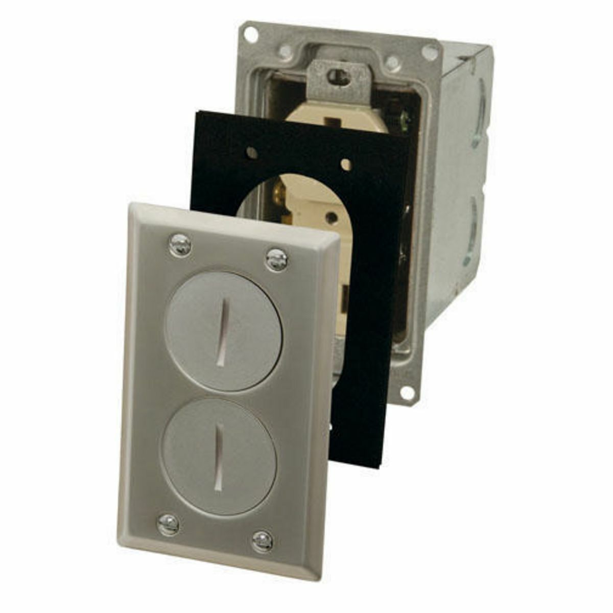 Rectangular, Metallic Floor Box Kit - Nickel Finish Cover Plate