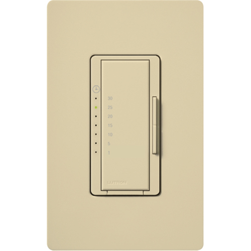 Maestro Countdown Timer, Eco-timer Control Switch, Single-pole, no neutral required, 120V/600W/VA (lights) or 3A (fans) in ivory