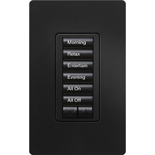 Lutron RadioRA 2 seeTouch Wall Mount Designer Keypad, 6 Button with Raise/Lower - Midnight