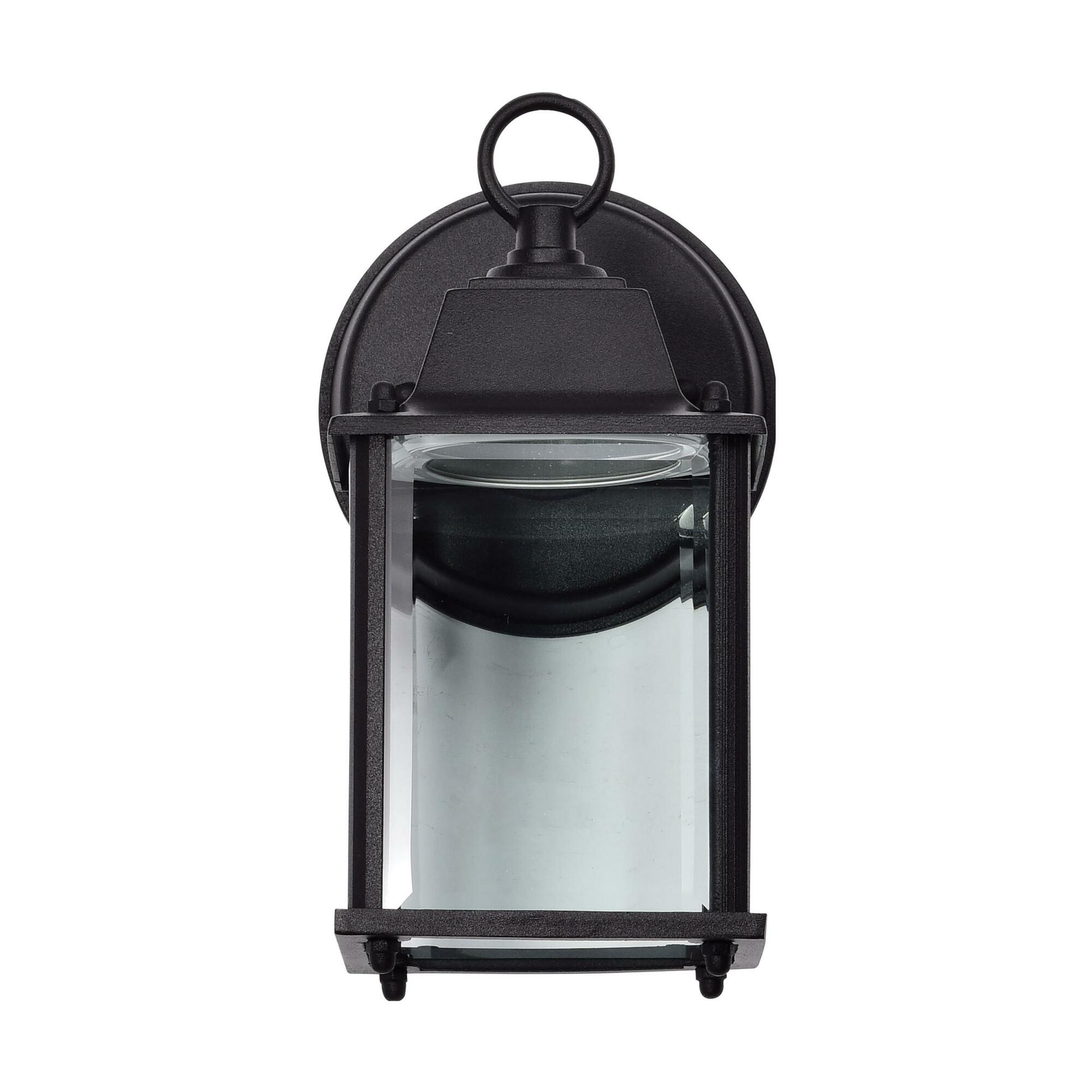 8W 3K LED Cube Lantern - Black Finish - Clear Beveled Glass