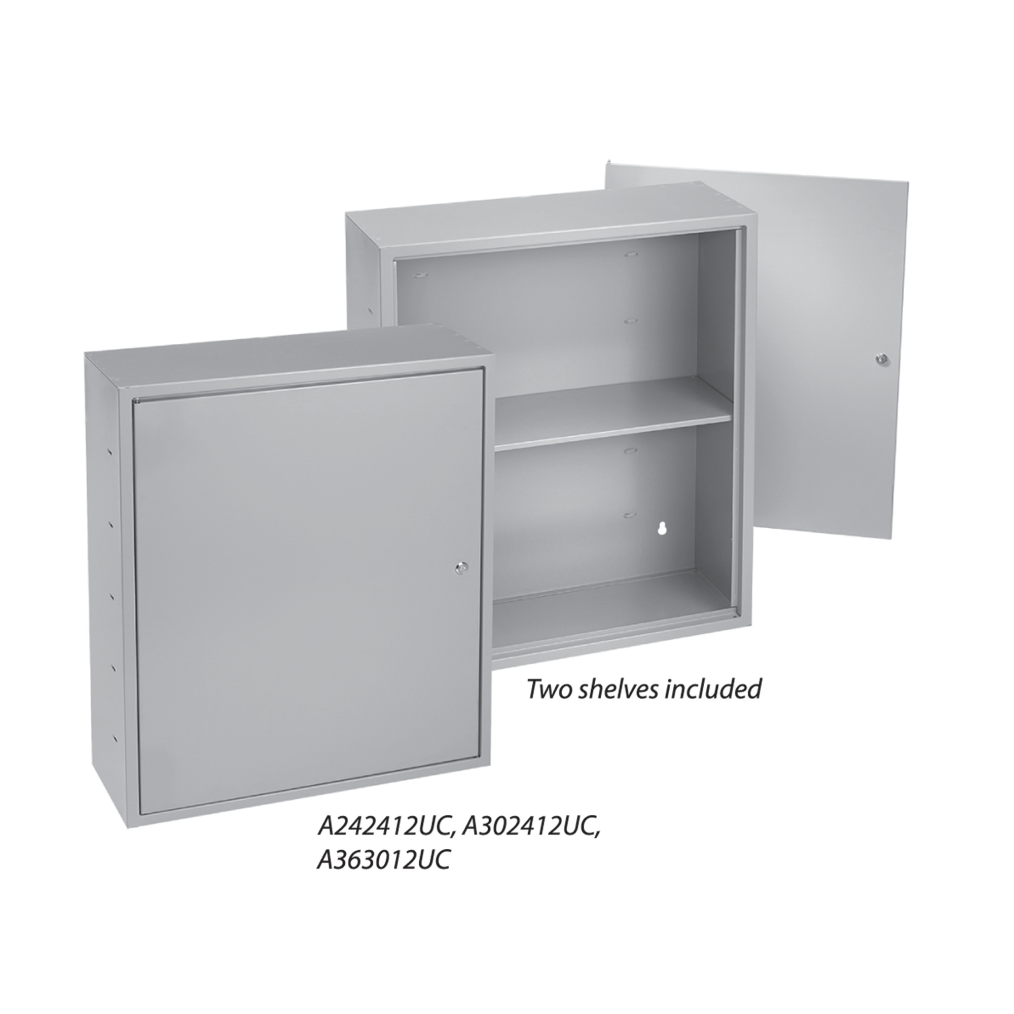 Locking Utility Cabinets with Shelf Type 1, 24.00x24.00x12.00, Gray, Steel
