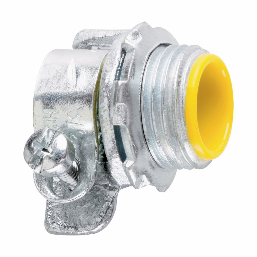 Eaton Crouse-Hinds series squeeze type connector, FMC, Straight, Insulated, Malleable iron, 3/4"