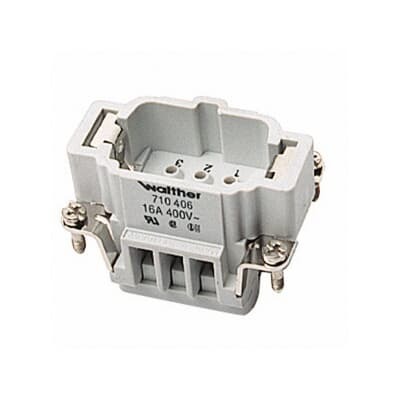Male screw terminal insert. For use with B series, 16 contacts with ground.