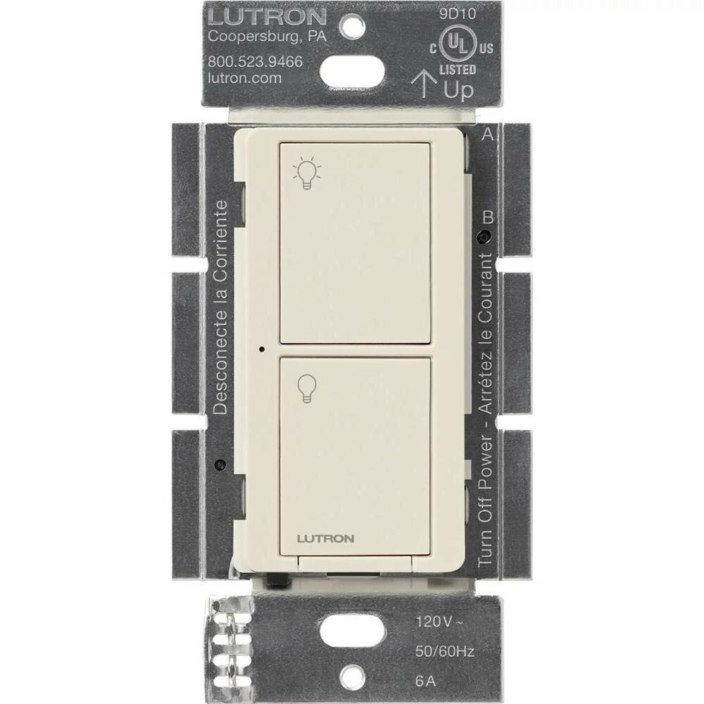 Lutron Caseta Wireless In-Wall Smart Switch For Light or Fan Control, 120V, 6A, Light Almond
