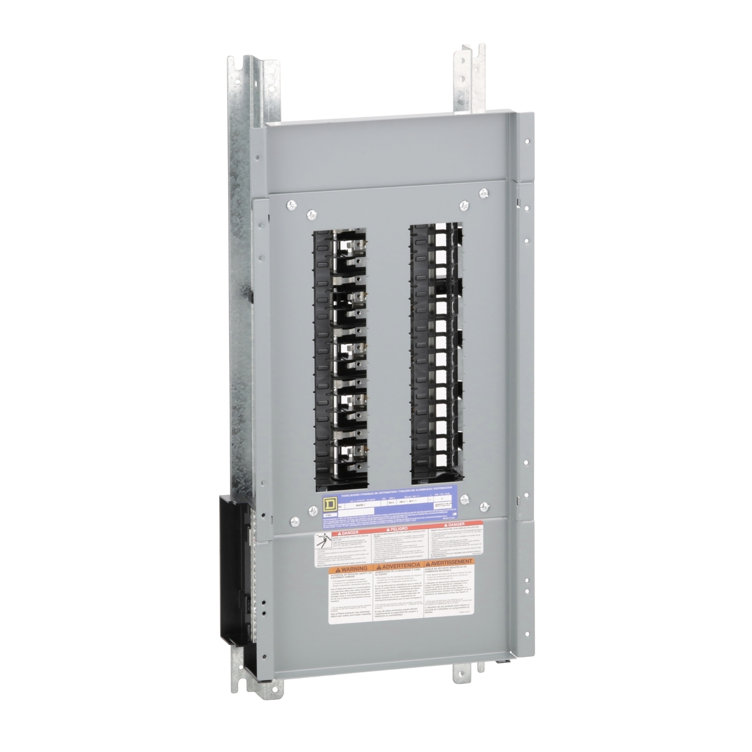 Panelboard interior, NQ, main lugs, 100A, Cu bus, 30 pole spaces, 3 phase, 4 wire, 240VAC, 48VDC